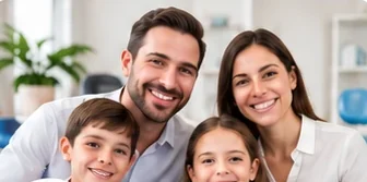 Family receiving preventive dental care